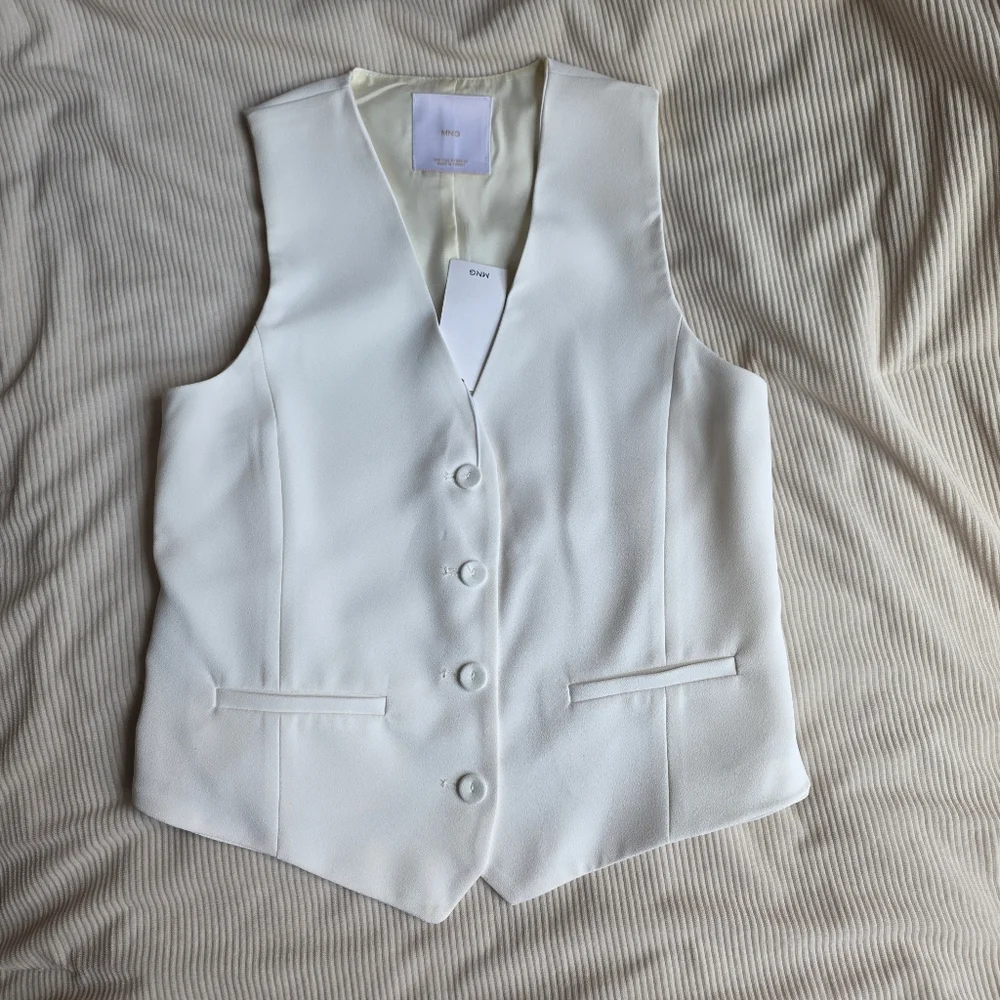 Mango suited Vest With Button off white BNWT - Picture 2 of 16